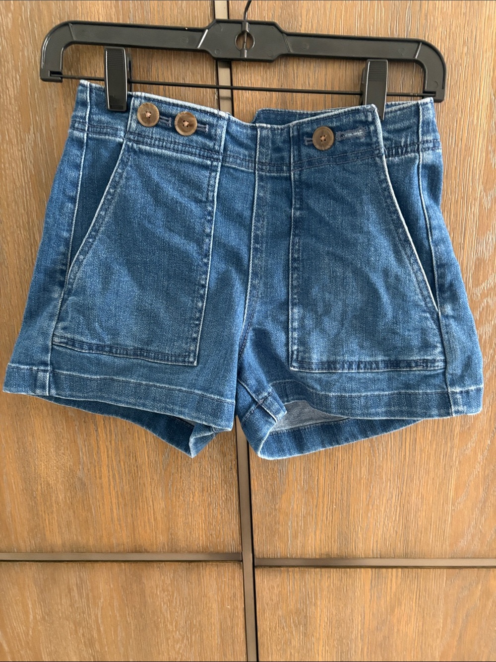 Pilcro Blue High-Rise Pocket Denim Shorts